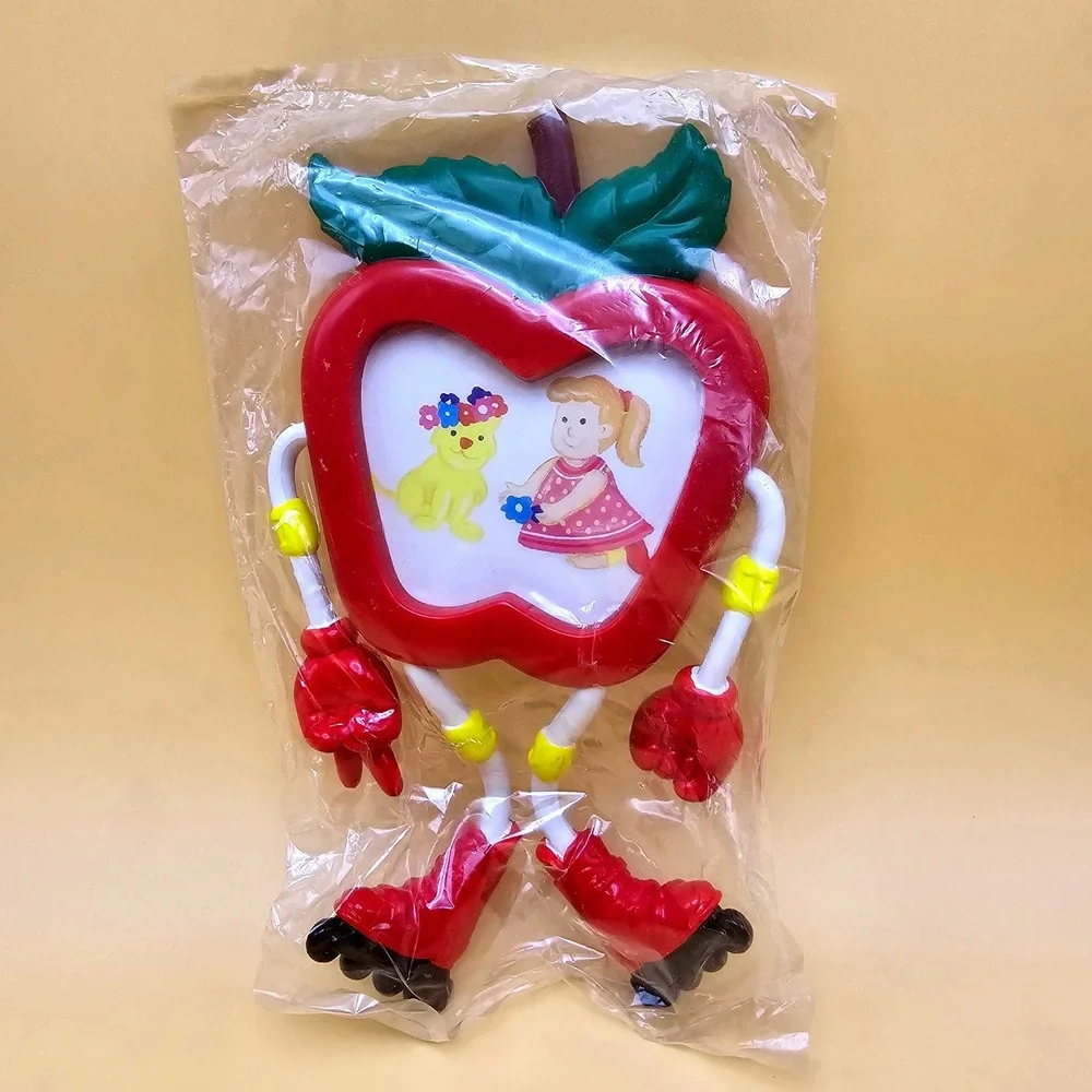 Cute Apple Robot Picture Frame Photo Holder Fun Desk Toy Kids Room Decor